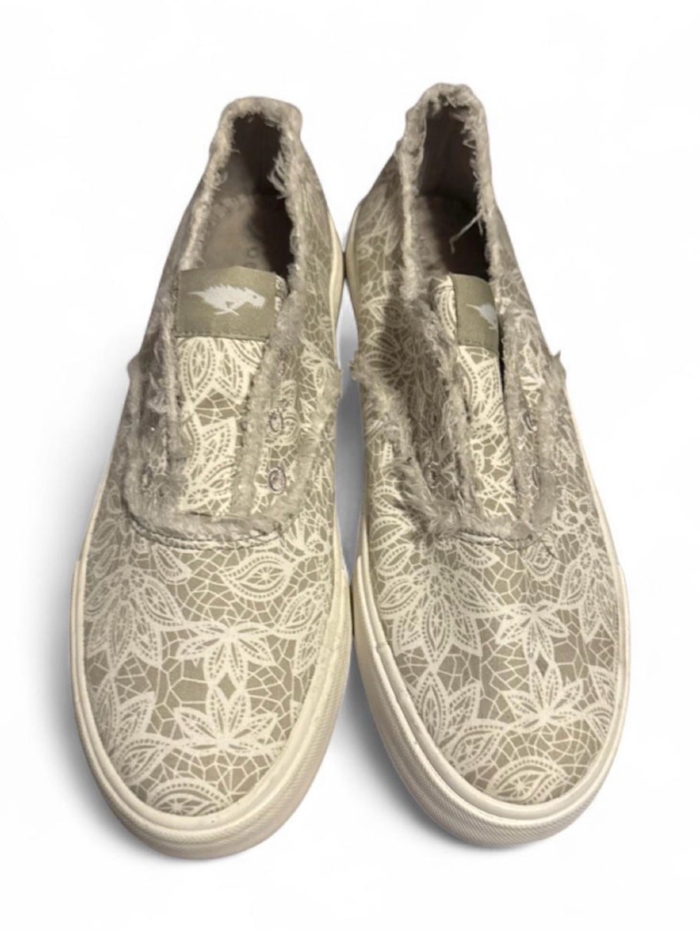 Rocket Dog Beige Lace-Print Slip-On Sneakers